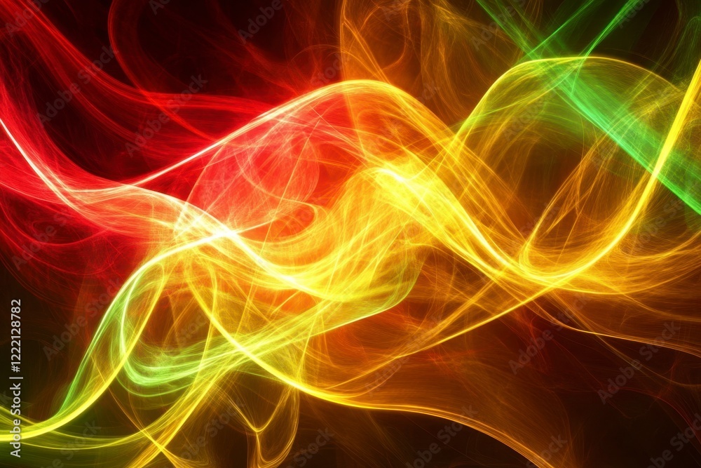 Fototapeta premium Colorful Abstract Light Waves in Red, Yellow, Green, and Orange
