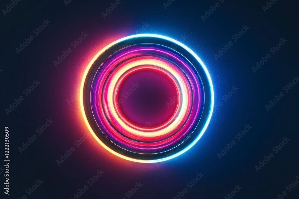 Abstract Neon Circle Design with Vibrant Light Trails and Colors Abstract Neon Circle Design with Vibrant Light Trails and Colors