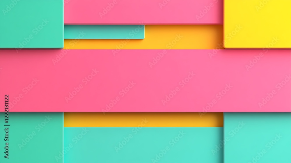 Obraz premium Colorful Geometric Shapes in Bright Pastel Tones for Modern Abstract Background Design and Creative Projects
