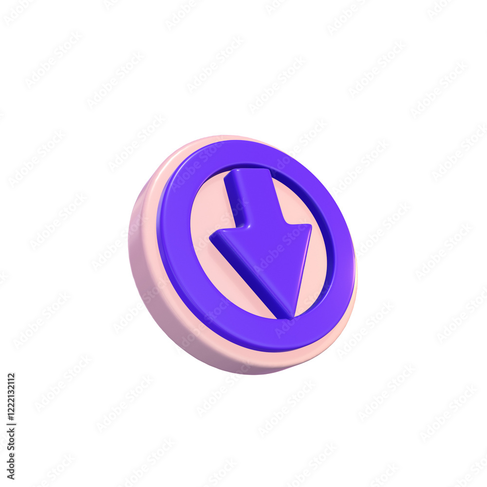 Purple Arrow Button 3D Icon Design Purple Arrow Button 3D Icon Design