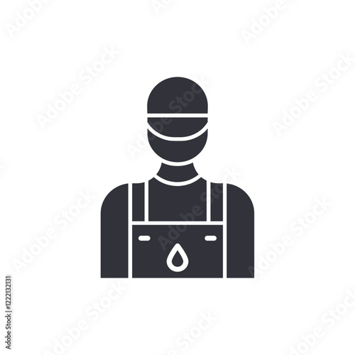Gas station worker solid icons, minimalist vector illustration ,simple transparent graphic element .Isolated on white background