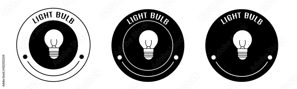 Black and white illustration of light bulb icon in flat. Stock vector. Black and white illustration of light bulb icon in flat. Stock vector.