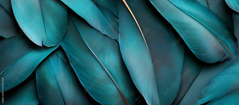 Obraz premium Vibrant Teal Leaves Close-Up