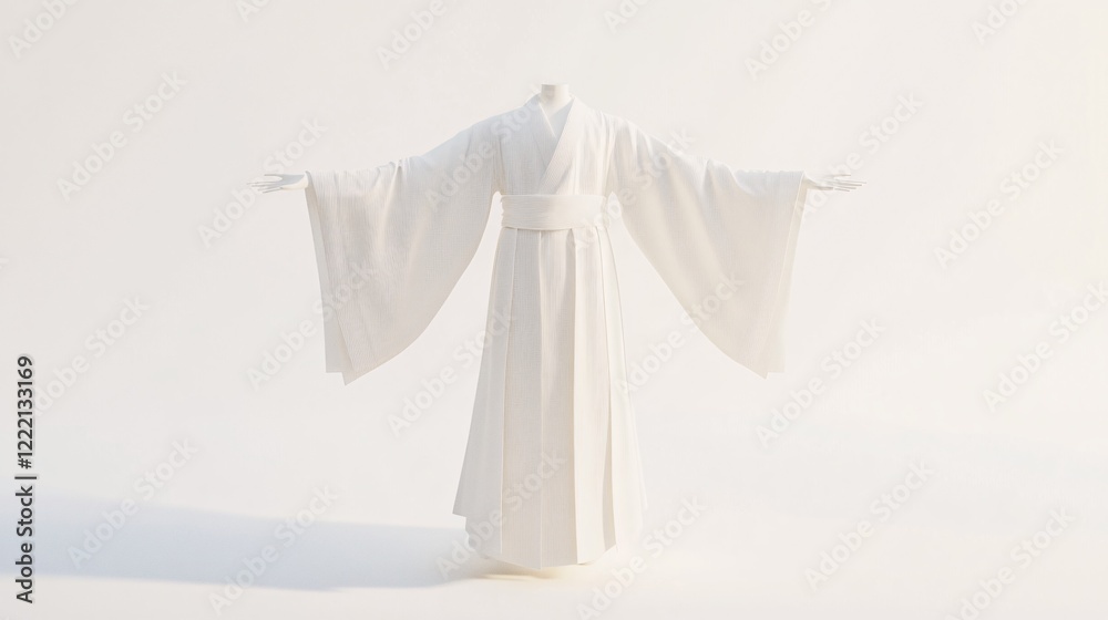 Fototapeta premium Elegant White Garment with Flowing Sleeves and Minimalist Design