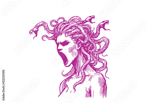 Gorgons  Medusa hand drawn sketch vector