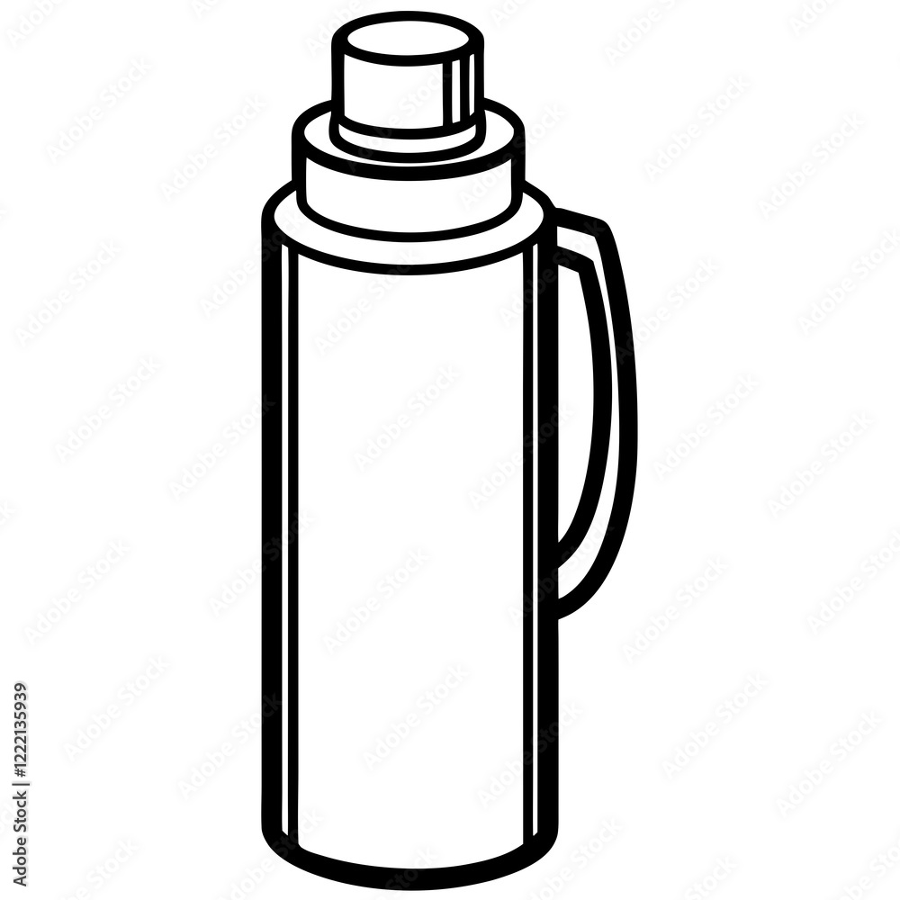 Modern Thermos Line Illustration Modern Thermos Line Illustration