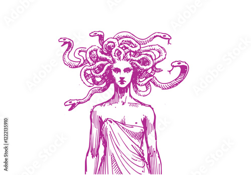 Gorgons  Medusa hand drawn sketch vector