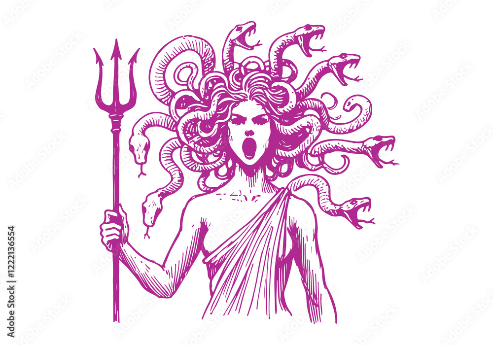 Gorgons Medusa hand drawn sketch vector Gorgons Medusa hand drawn sketch vector