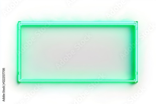 Bright Neon Green Light Frame on White Background for Creative Designs photo