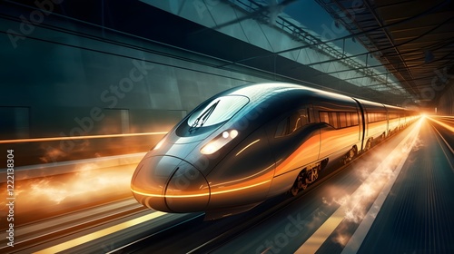 Wallpaper Mural Blurred High Speed Electric Train Zooming Through Tunnel during High Speed Rail Travel and Commute in Urban Transportation Network Torontodigital.ca