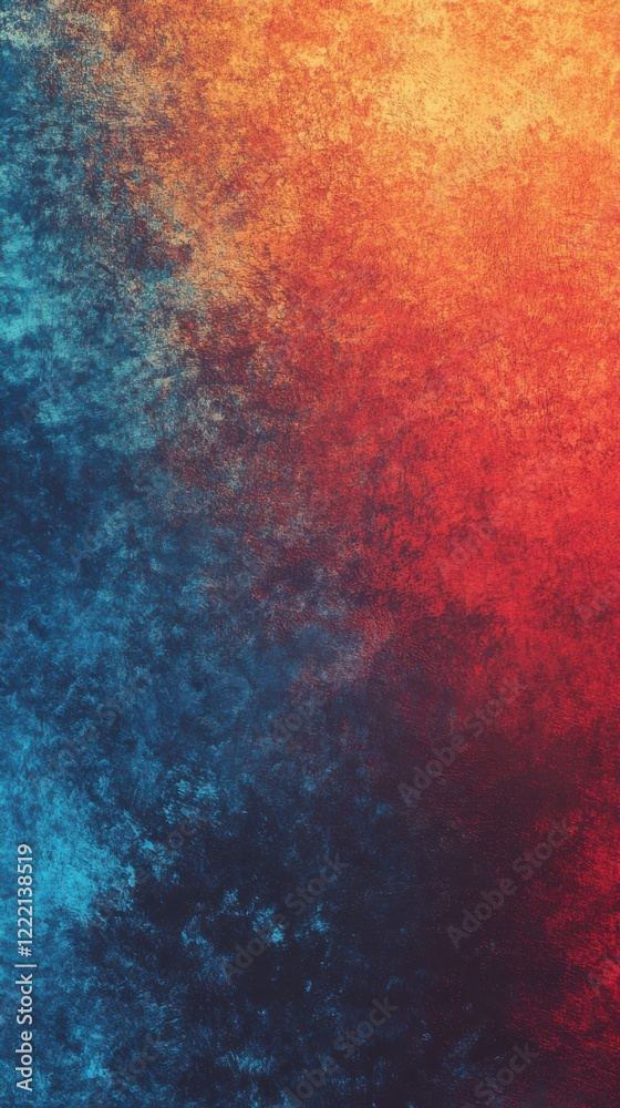 Fototapeta premium Vibrant red-orange-blue gradient background with dynamic grainy texture