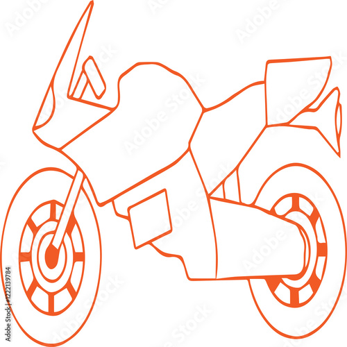 motorbike line art design with color