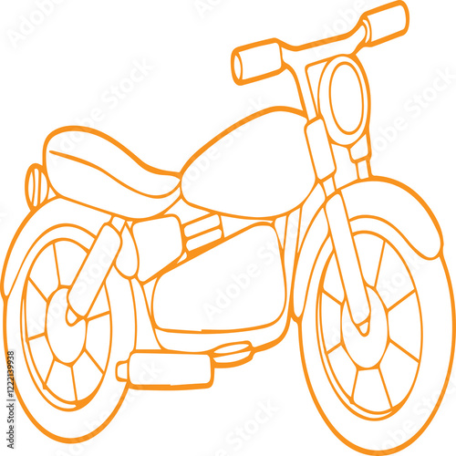 motorbike line art design with color
