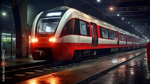 Sleek Electric Metro Train Swiftly Entering Futuristic Underground Station Efficiently Transporting Passengers Through Modern Urban Transit Network