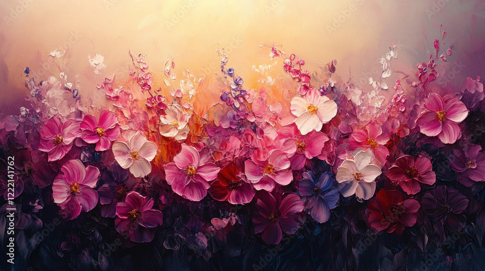 Abstract spring-inspired art with layered textures of flowers, foliage, and sunlight, creating a dreamy and uplifting feel Abstract spring-inspired art with layered textures of flowers, foliage, and sunlight, creating a dreamy and uplifting feel