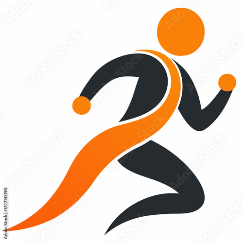Abstract Running Icon with Orange Accents - Fitness and Sports Design