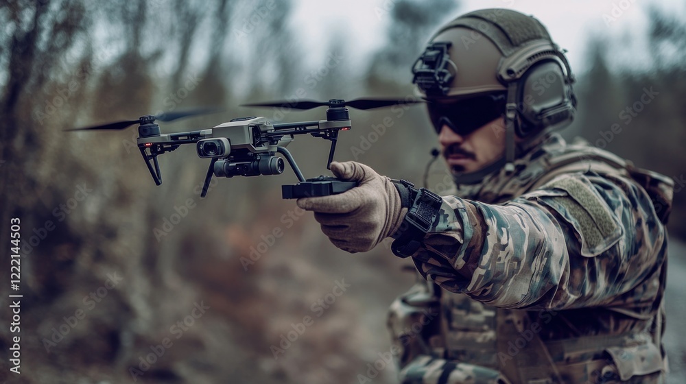 Military Drone Operation in the Woods Military Drone Operation in the Woods
