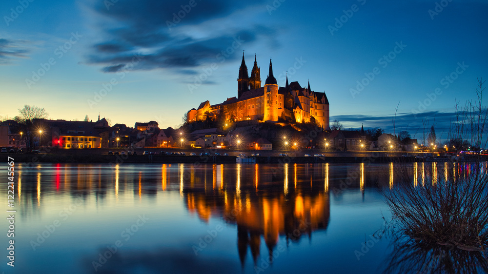 Obraz premium Albrechtsburg - Meißen at night 