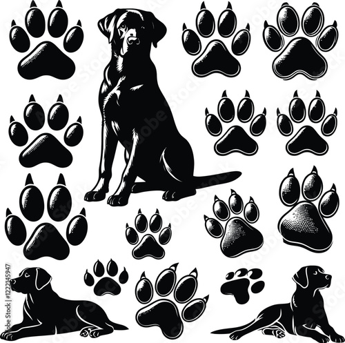 Black  silhouette vector illustration of a Labrador Retriever dog
