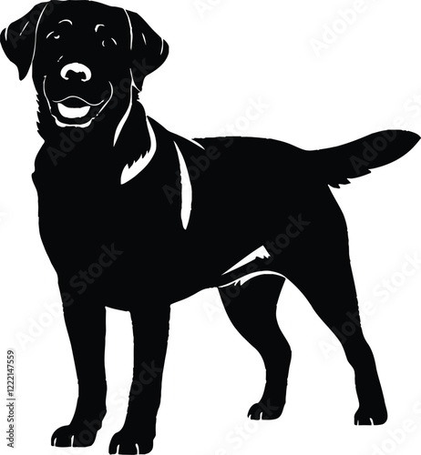 Black  silhouette vector illustration of a Labrador Retriever dog