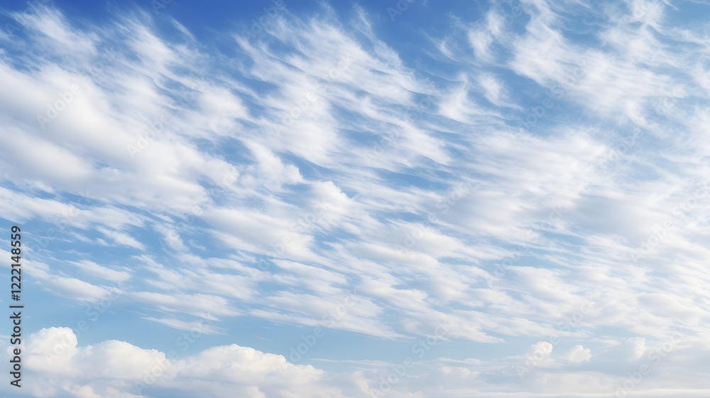 Fototapeta premium Dramatic cirrus clouds majestically soaring and stretching across the vast expansive celestial sky at high altitudes creating a serene and atmospheric landscape