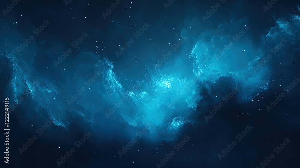 Obraz premium Glow in the dark blue light smoke background 