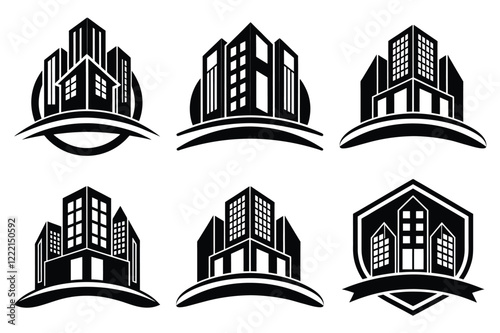 Real Estate icon set. Vector illustration. The collection contains icons: House, Real Estate Insurance, Real Estate Agent, House Key, Domestic Life, Real Estate Construction, Relocation, Home.