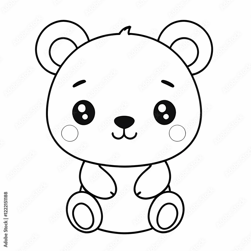 Obraz premium Cute Cartoon Bear Coloring Page