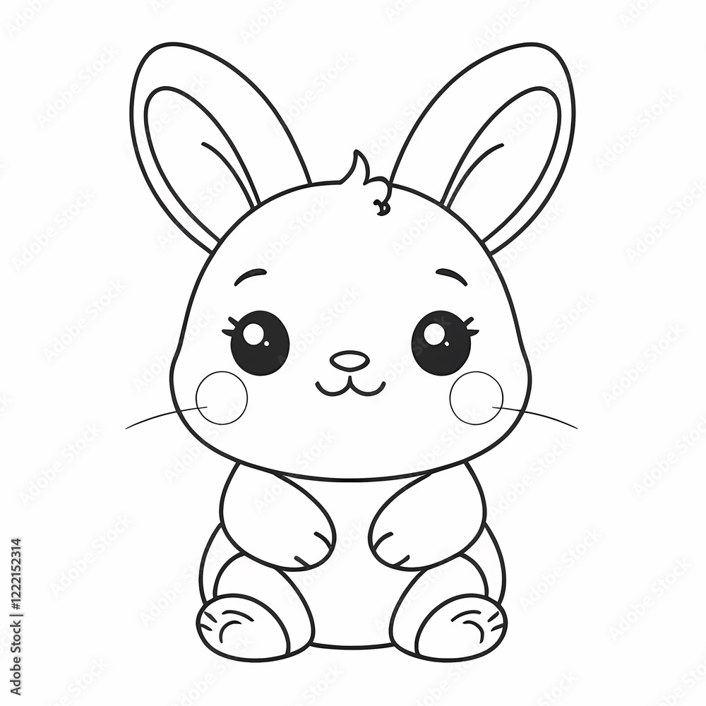 Obraz premium Cute Cartoon Bunny Coloring Page