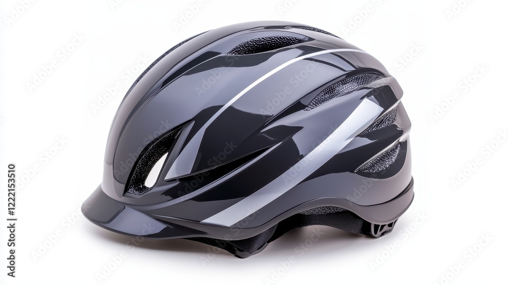 Sleek Black and Gray Bicycle Helmet on White Background Sleek Black and Gray Bicycle Helmet on White Background