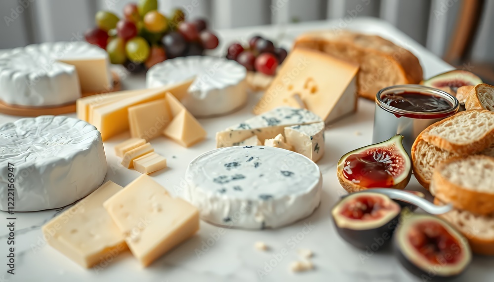 Gourmet Cheese Board with Grapes and Figs Gourmet Cheese Board with Grapes and Figs