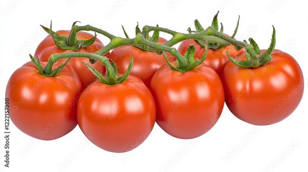 Ripe Red Tomatoes on the Vine Against White Background Ripe Red Tomatoes on the Vine Against White Background