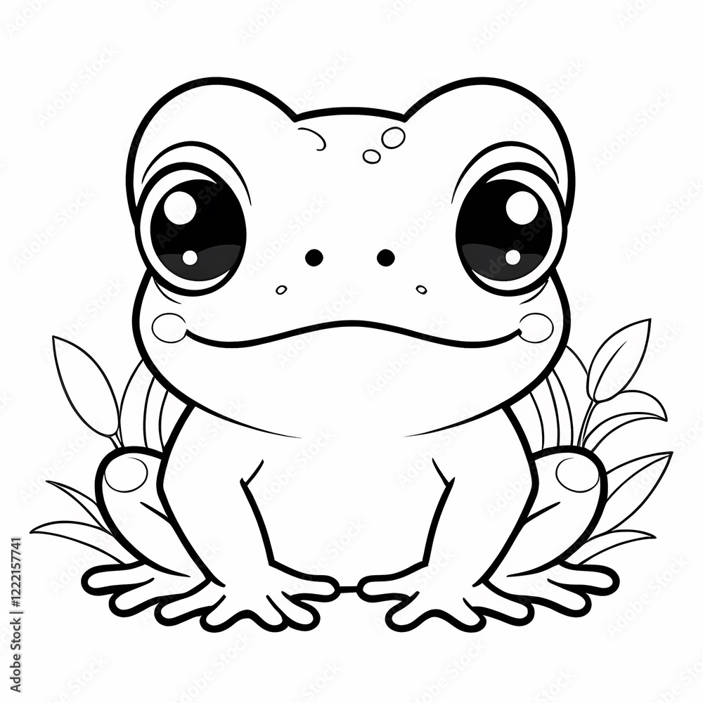 Fototapeta premium Joyful Frog Coloring Page for Children