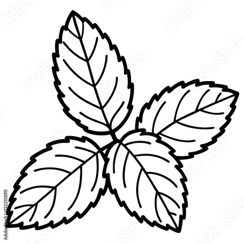 Mint Leaves Design Outline