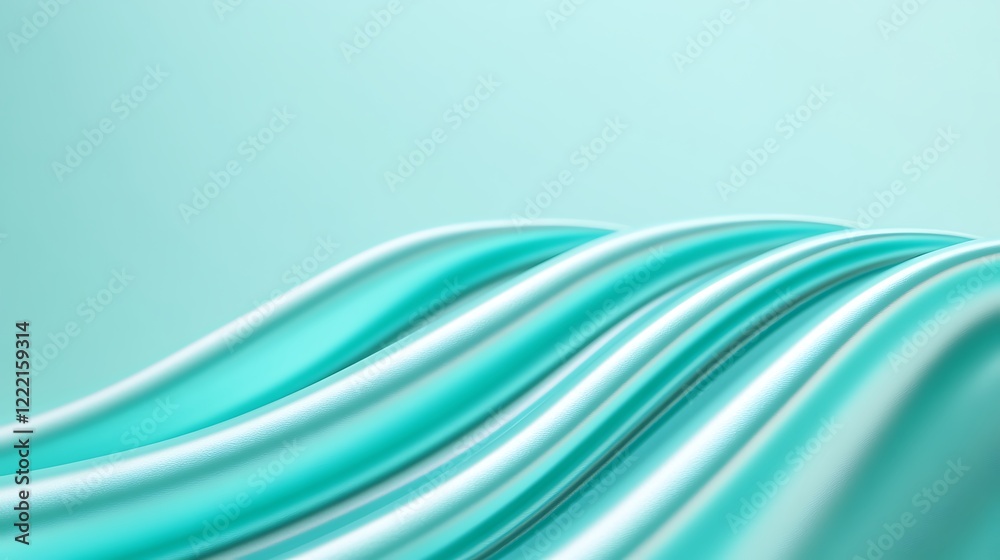 Naklejka premium Soft Flowing Turquoise Fabric Texture with Smooth Waves and Light Highlights on a Calm Background