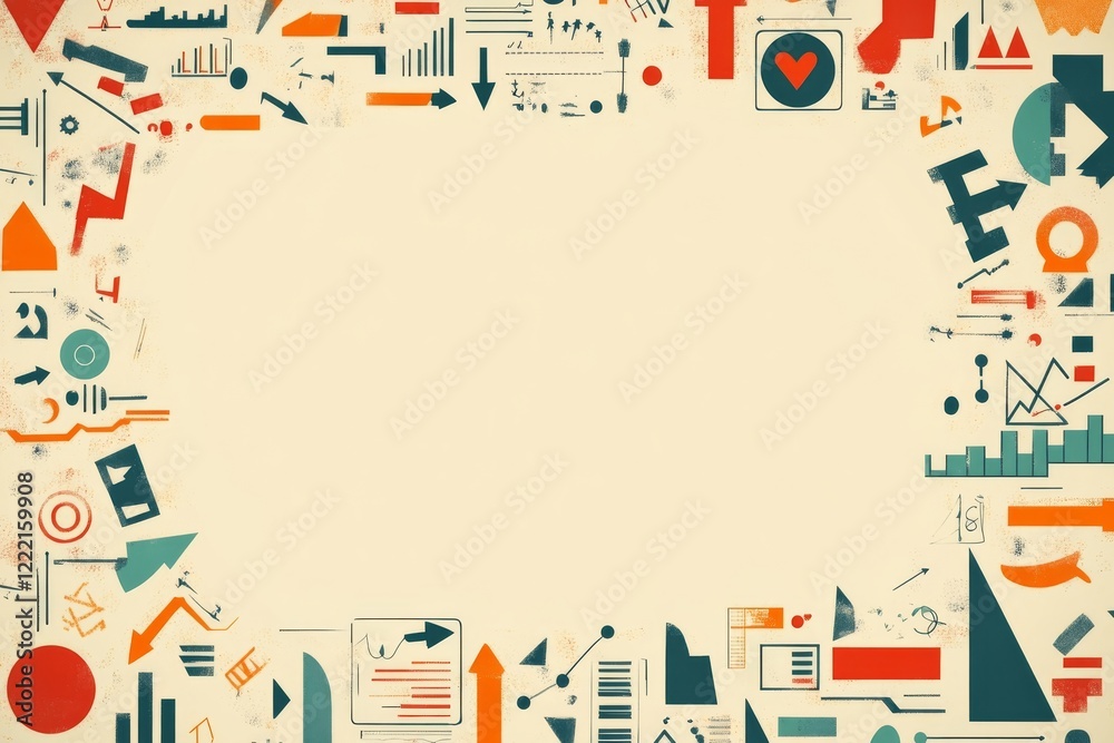 Abstract Geometric Composition with Arrows and Charts in Vintage Style Abstract Geometric Composition with Arrows and Charts in Vintage Style