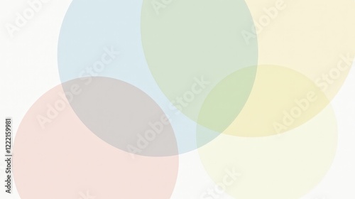 Wallpaper Mural A minimalist abstract composition featuring overlapping pastel circles, soft gradient transitions, and subtle grainy textures on a white background. Torontodigital.ca