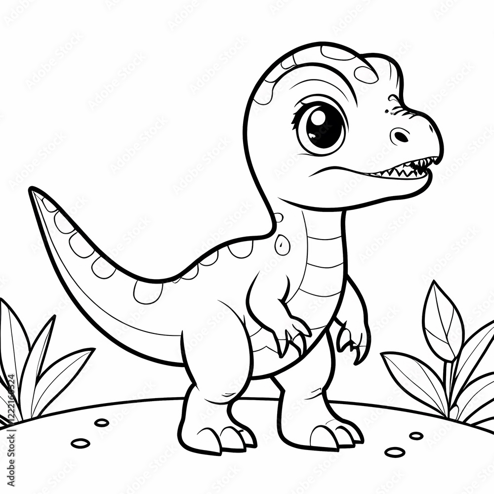 Obraz premium Cute Stegosaurus Dinosaur Coloring Page for Kids Fun and Creative Activity to Spark Imagination
