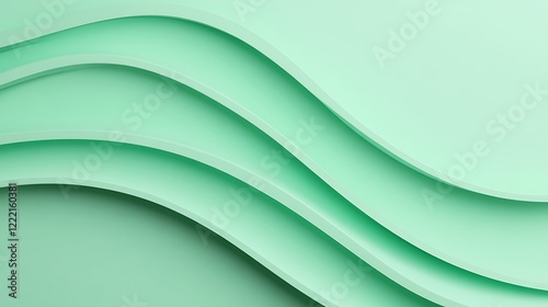 Soft Green Wave Pattern with Smooth Curves and Textures Ideal for Backgrounds or Design Projects
