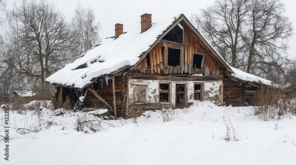Abandoned Wooden House in Winter Wonderland Abandoned Wooden House in Winter Wonderland