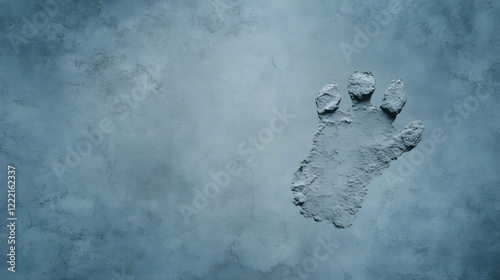 Dinosaur footprint preserved in the ground, offering a glimpse into prehistoric life, showing a clear and detailed imprint in the earth’s surface.
 photo