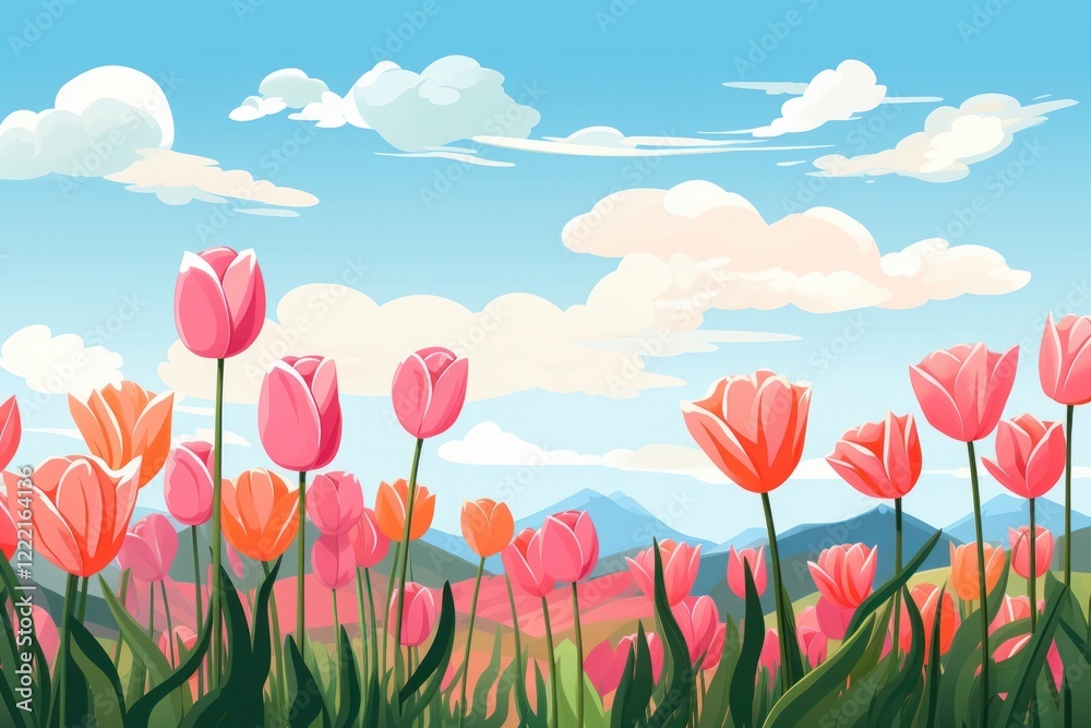 Fototapeta premium Tulip hills landscape outdoors blossom.