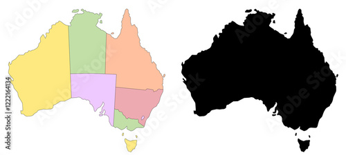 Australia map set. Map of Australia in set color