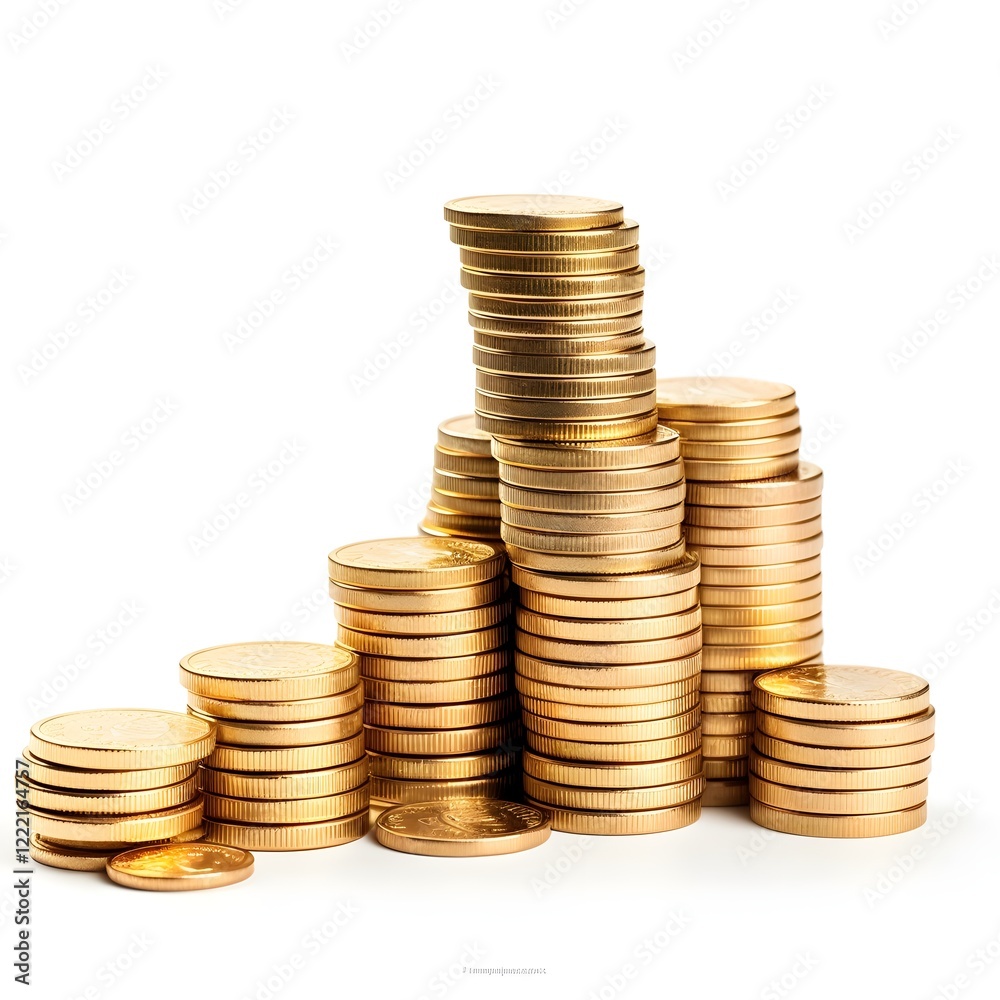 Stacked pile of shiny golden coins representing wealth prosperity and financial growth The image depicts the concept of savings investment and monetary success Stacked pile of shiny golden coins representing wealth prosperity and financial growth The image depicts the concept of savings investment and monetary success