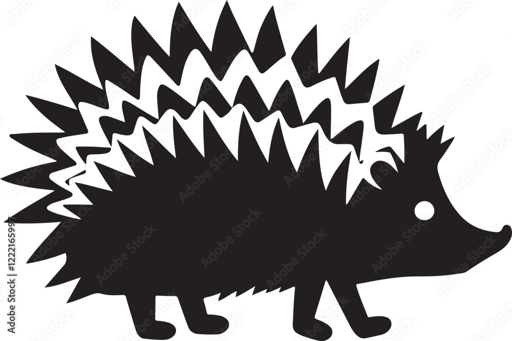 hedgehog on a black background, Hedgehog icon silhouette vector style with white background hedgehog on a black background, Hedgehog icon silhouette vector style with white background