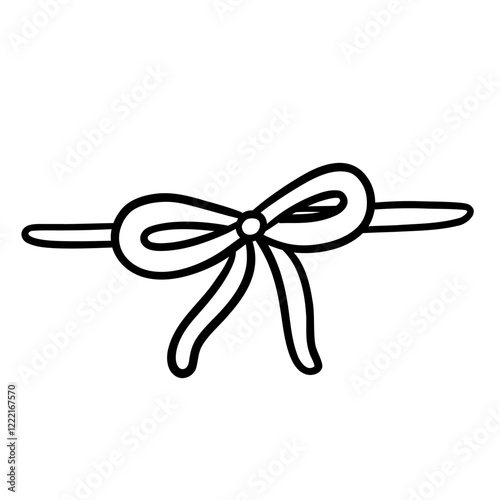 Cute ribbon bow outline illustration for Valentine's Day. It is a simple and charming design, suitable for decorating, filling the feelings of love and longing.