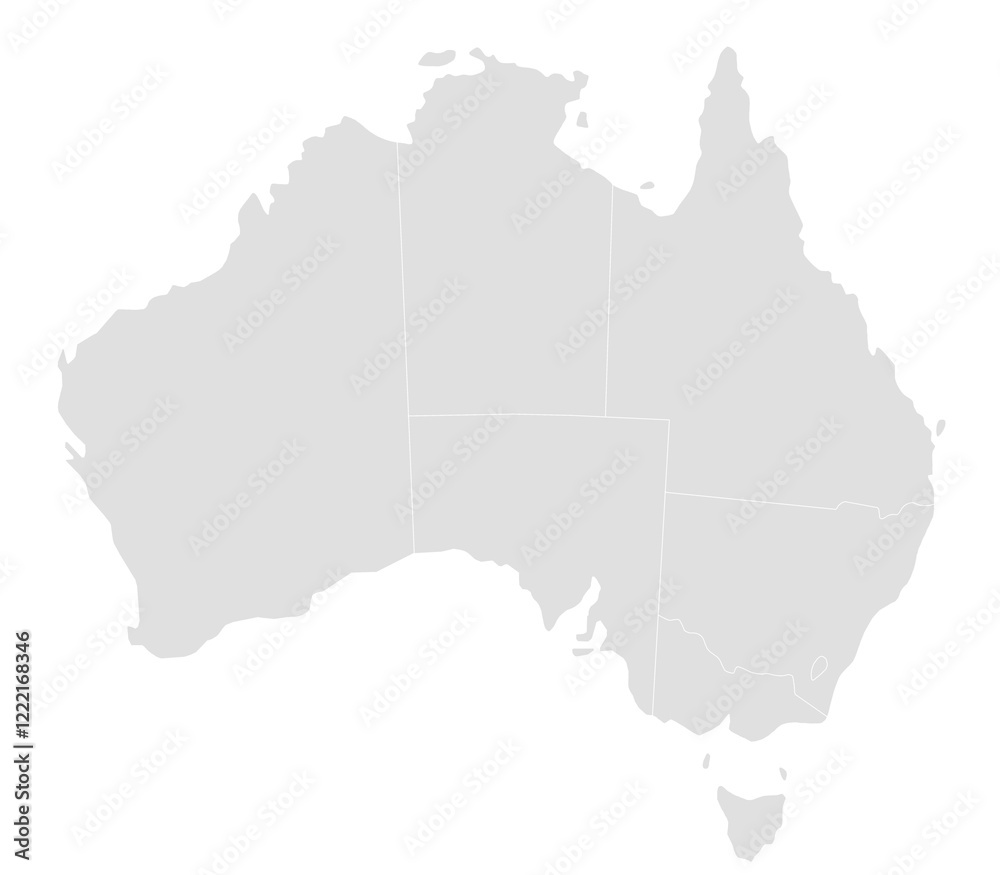Fototapeta premium grey Map of Australia, empty map, blank map