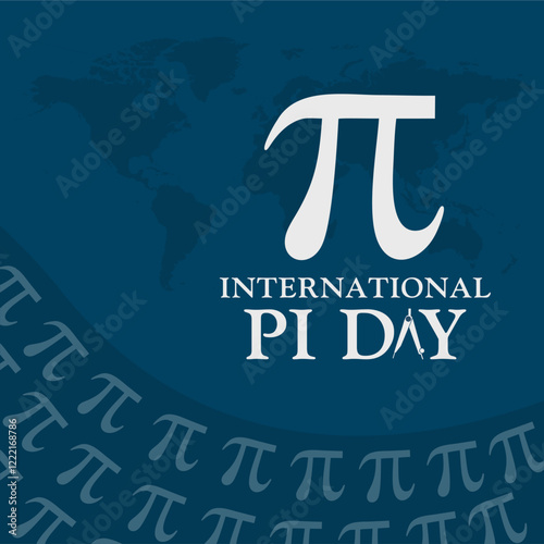 International Pi Day! Mathematical constant π (Pi). Iconic Pi symbol in a creative pattern with typography. Vector Illustration.