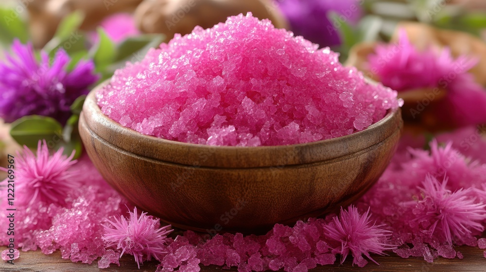 Pink Bath Salts and Flowers: Aromatic Spa Treatment Pink Bath Salts and Flowers: Aromatic Spa Treatment