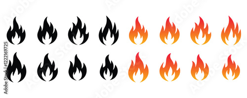 Fire flame icon set vector